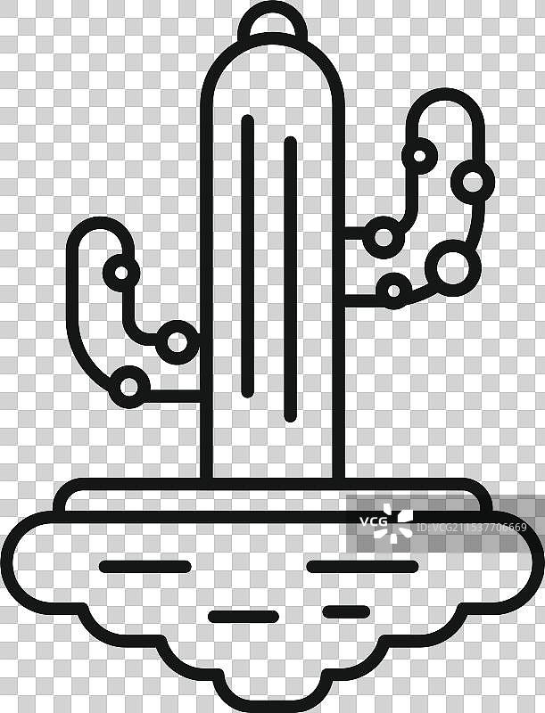 仙人掌从一块飞行的地面上生长出来图片素材