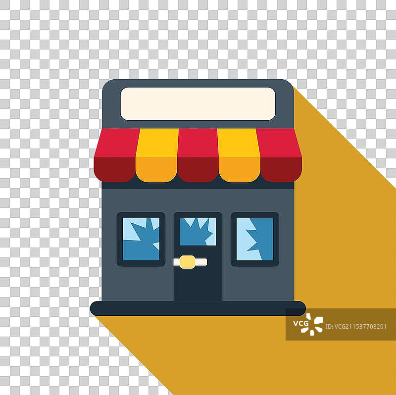 废弃的商店，破碎的窗户展示着图片素材
