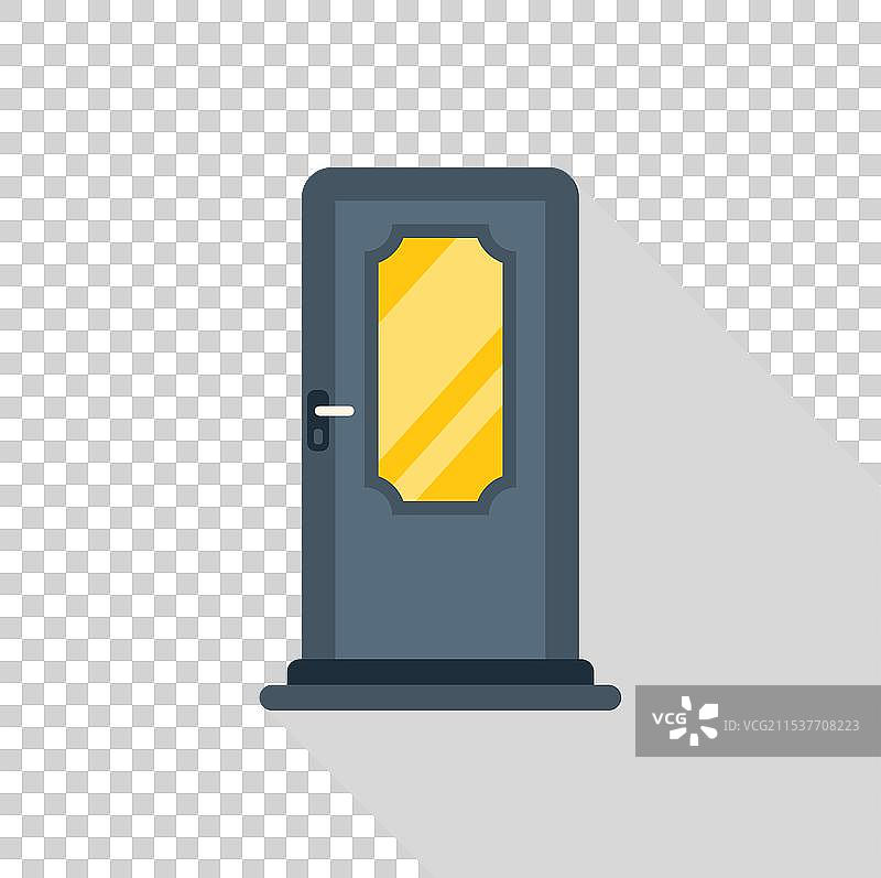 关闭的现代前门，带框架和门槛图片素材