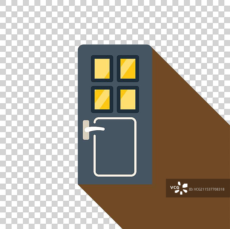 关闭的前门，窗户投射出长长的阴影图片素材