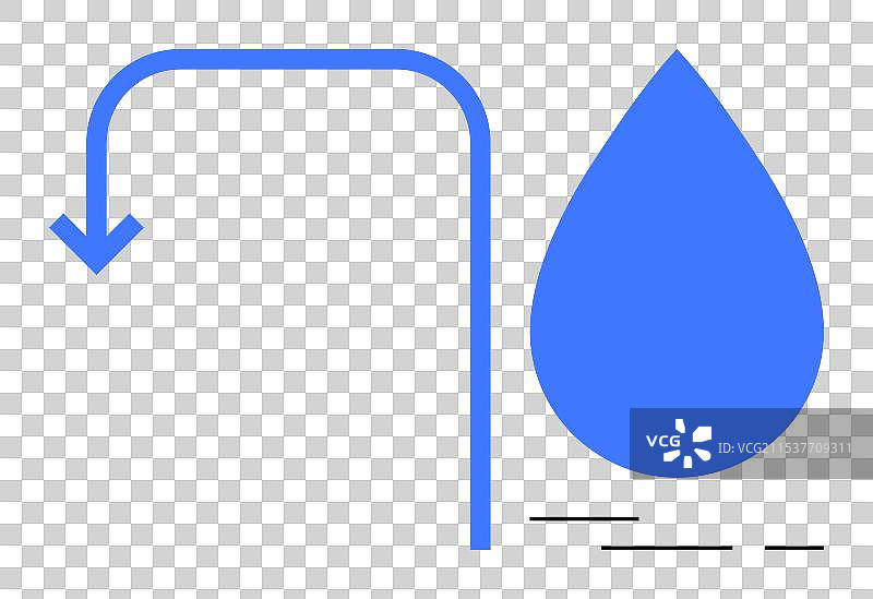 蓝色水滴和向下箭头的设计图片素材
