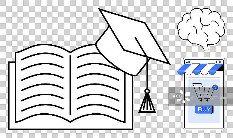 教育元素：打开的书和毕业帽图片素材