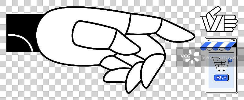 手势指向在线购物车图片素材