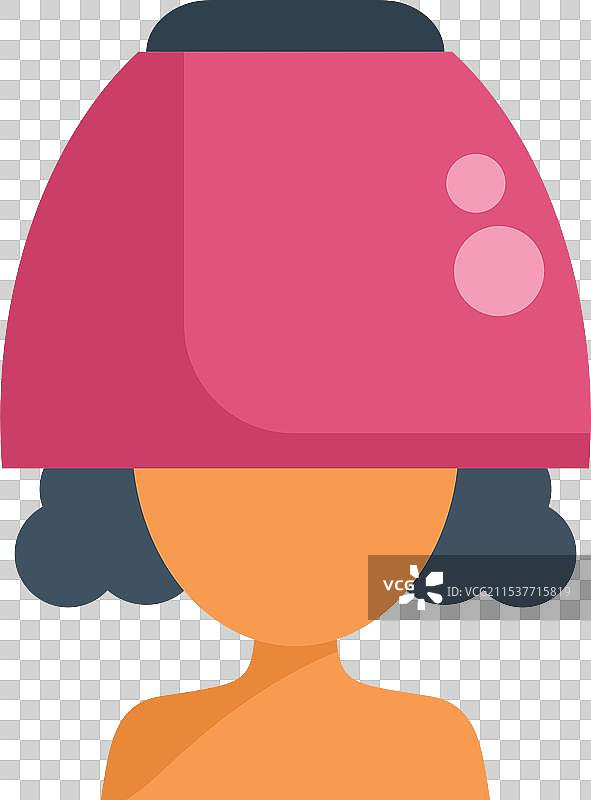 女性用吹风罩吹干头发图片素材