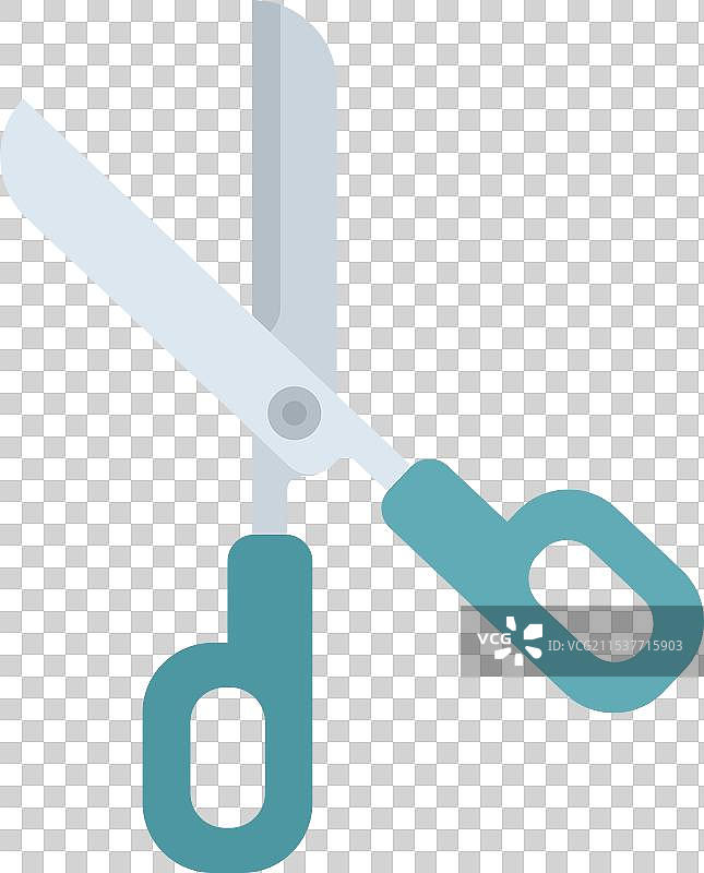 蓝色手柄的锋利金属剪刀正在剪切图片素材