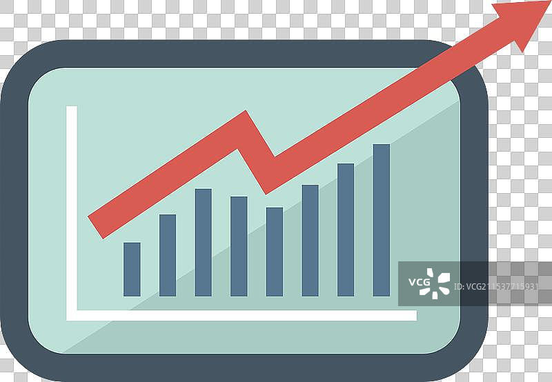 平板电脑显示上升的条形图图片素材