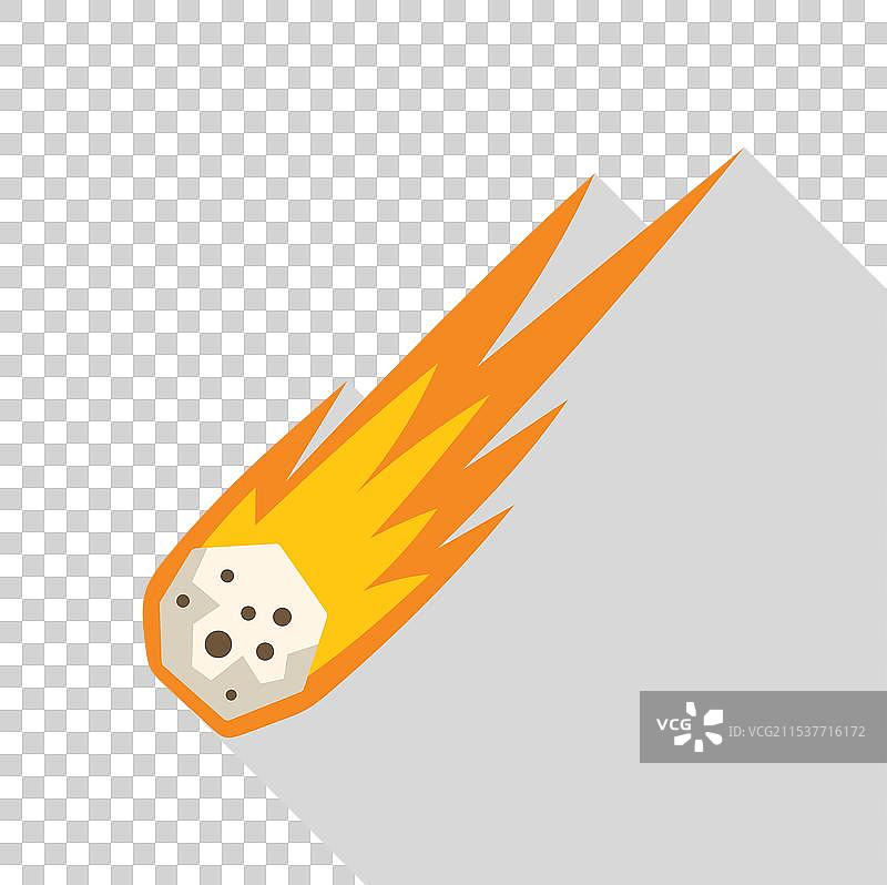 燃烧的小行星进入大气层，留下火焰轨迹图片素材