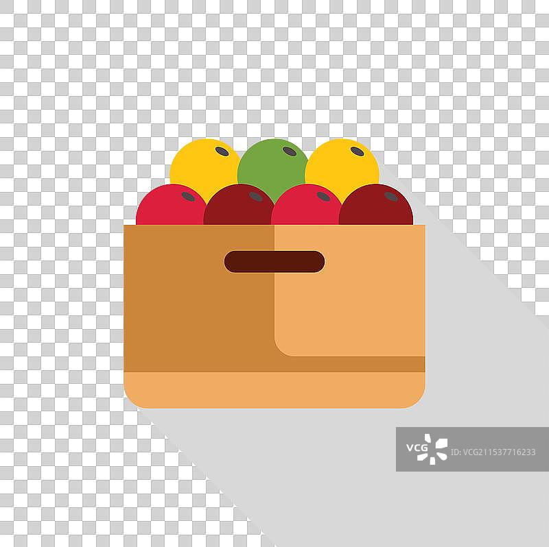 装满成熟苹果的纸箱，投下长长的阴影图片素材