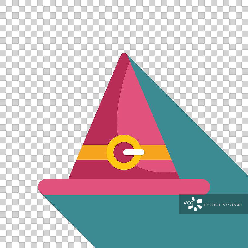 粉色女巫帽在青绿色背景上投下长长的阴影图片素材