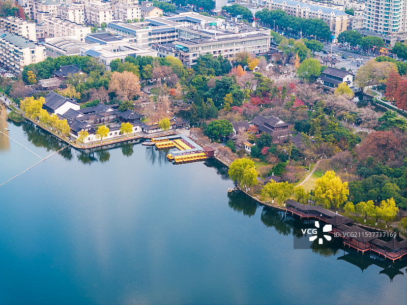 南京莫愁湖秋色，江苏南京图片素材