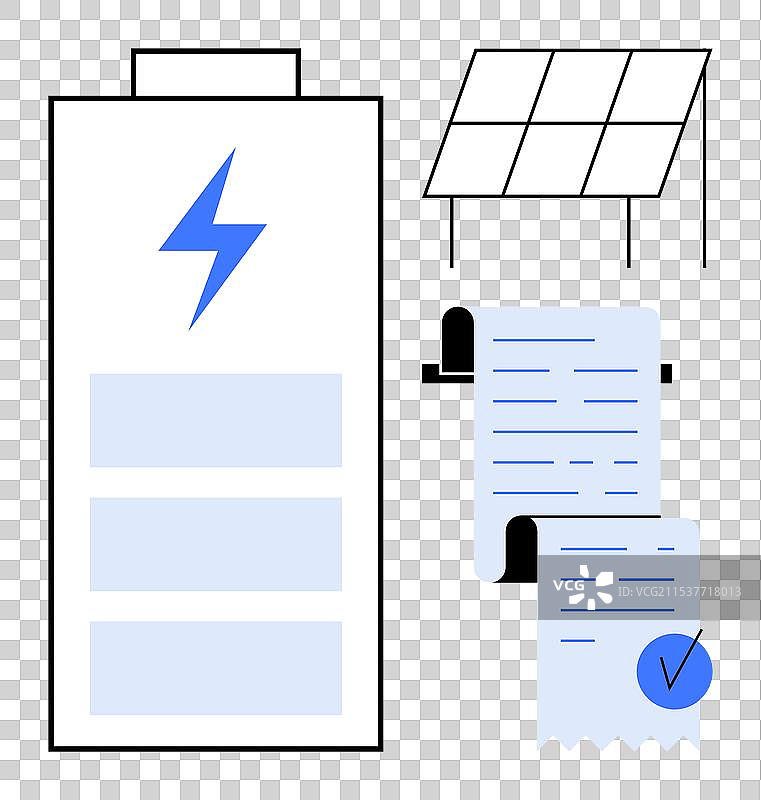 可再生能源电池节省收据和太阳能图片素材