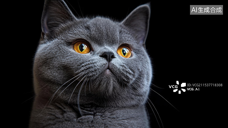 【AI数字艺术】可爱的宠物猫面部特写图片素材