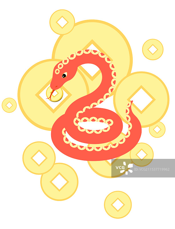 蛇年金蛇红蛇钱串子新春大吉恭喜发财图片素材