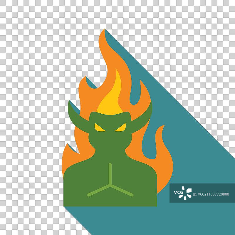 被火焰包围的绿色恶魔角色图片素材