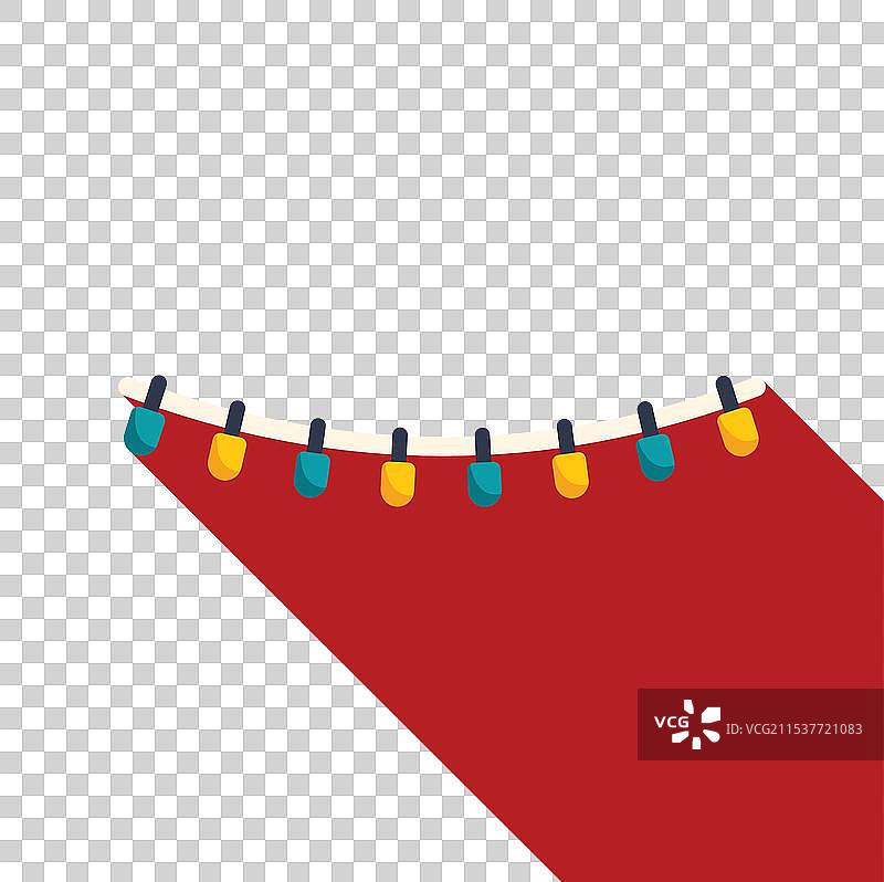 挂在红色上的五彩灯串图片素材