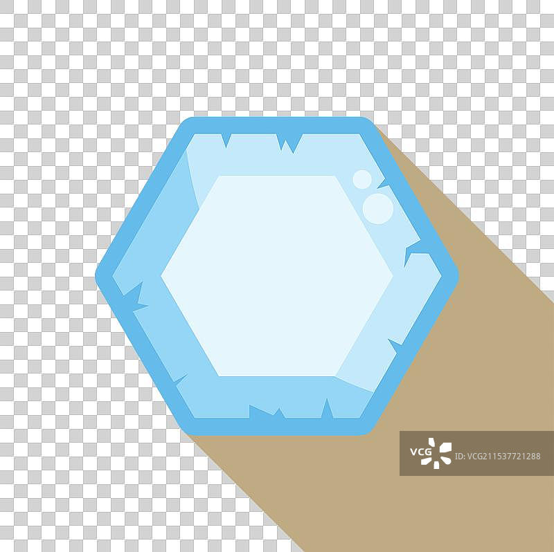 蓝色六边形冰块漂浮，投下长长的阴影图片素材