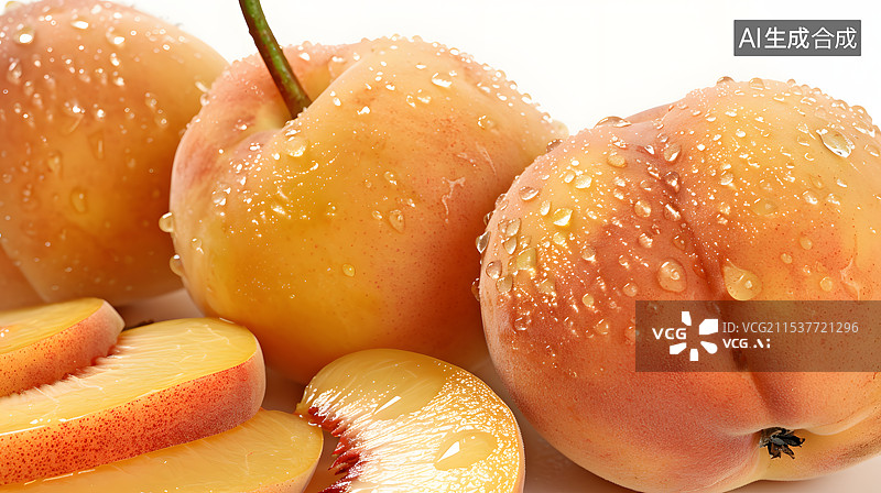【AI数字艺术】新鲜的黄桃桃子罐头图片素材