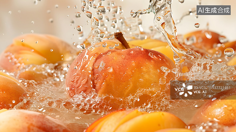 【AI数字艺术】新鲜的黄桃桃子罐头图片素材
