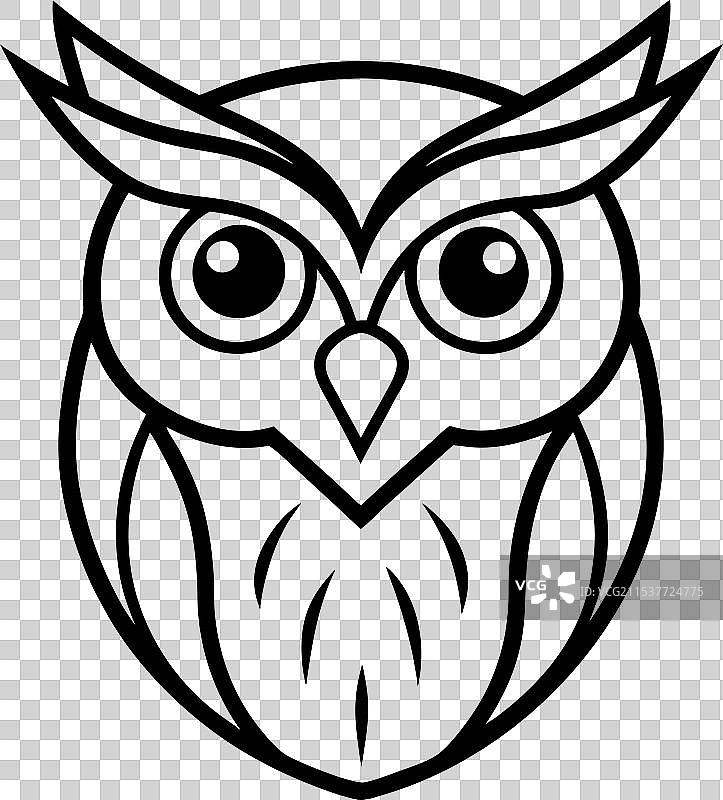 可爱动物猫头鹰的头部标志设计图标图片素材