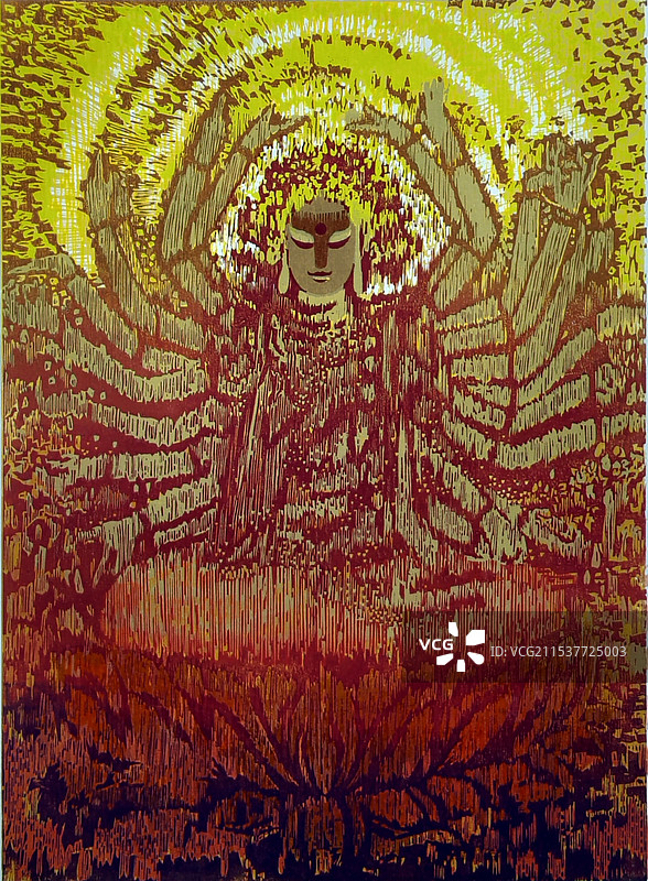 《千手观音》套色版画图片素材