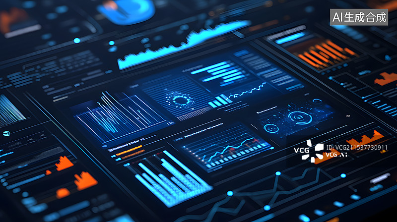 【AI数字艺术】深色背景下未来科技感的数据中心图片素材