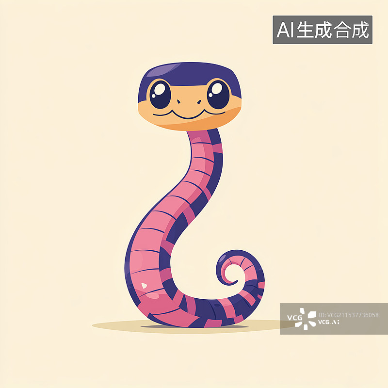 【AI数字艺术】可爱卡通小蛇图片素材