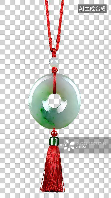 【AI数字艺术】翡翠玉佩，项链，平安扣，玉石挂件，首饰，定情信物，中国元素，玉文化，免抠元素图片素材