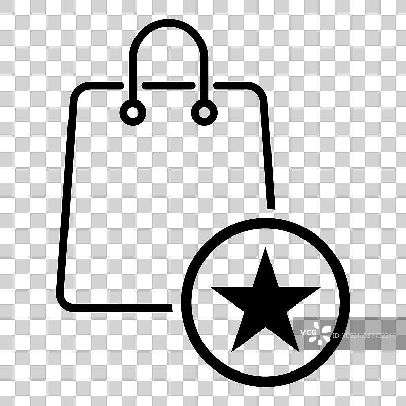 超市购物袋线条图标，纸质与塑料材质图片素材