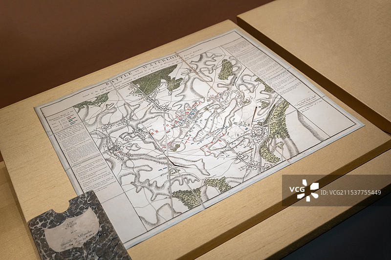 《滑铁卢战役地图》 1815年 山东博物馆“从平凡到非凡：拿破仑与法兰西的变革时代”展图片素材