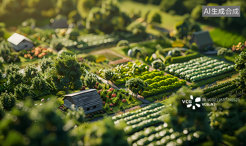 【AI数字艺术】农田,农业,田地,微缩,场景图片素材