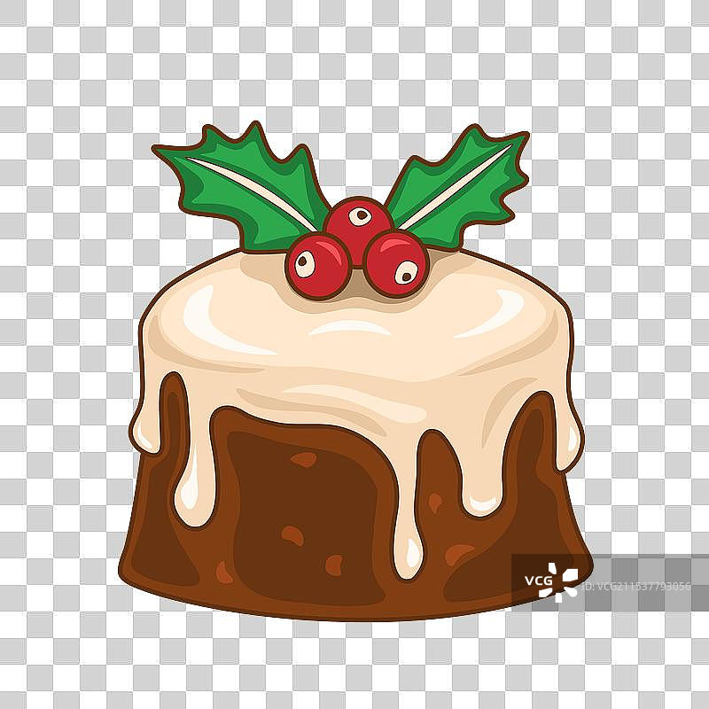 圣诞布丁配红色浆果图片素材