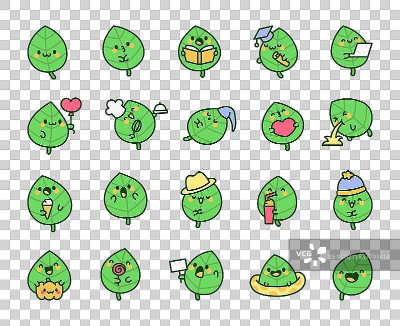 可爱的卡通角色手握着友好的萌叶图片素材