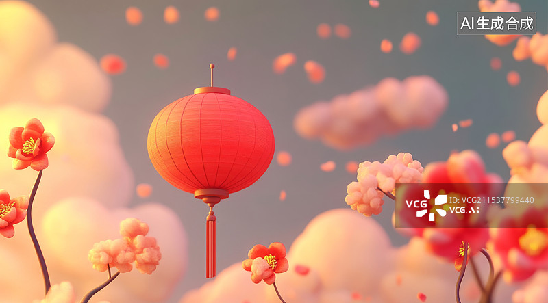 【AI数字艺术】中国元素灯笼背景素材图片图片素材