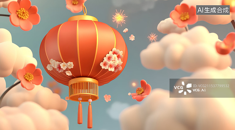 【AI数字艺术】中国元素灯笼背景素材图片图片素材