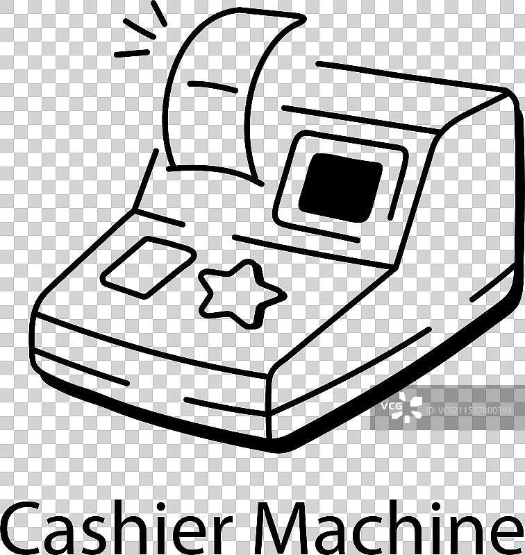 基本的 RGBA 涂鸦风格收银机图标图片素材