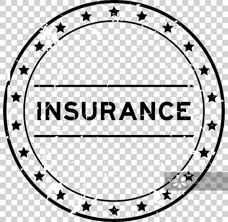 磨损的黑色保险字样圆形橡胶印章图片素材