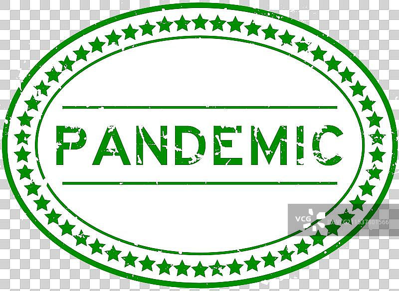 磨损的绿色疫情字样椭圆形橡胶印章图片素材