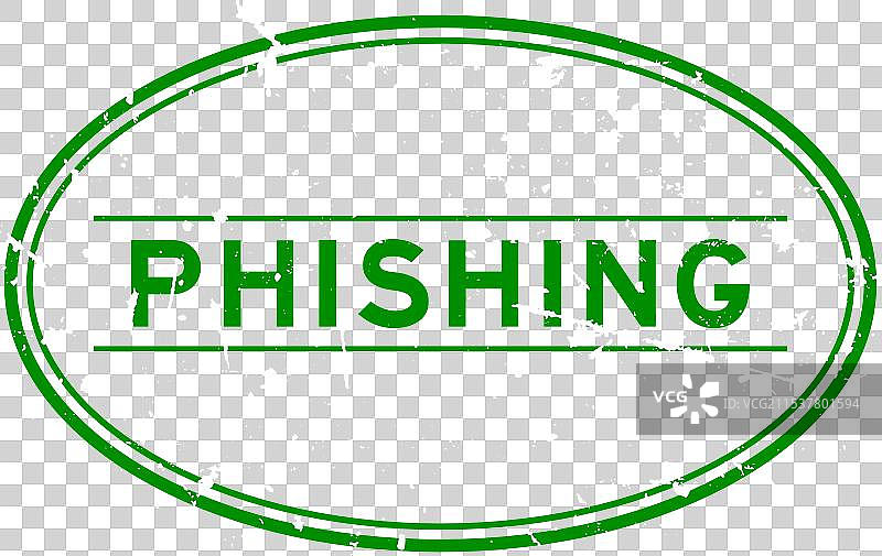 磨损的绿色网络钓鱼字样椭圆形橡胶印章图片素材