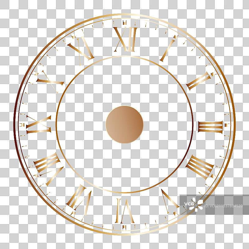金色渐变钟表表盘矢量插画免扣元素图片素材