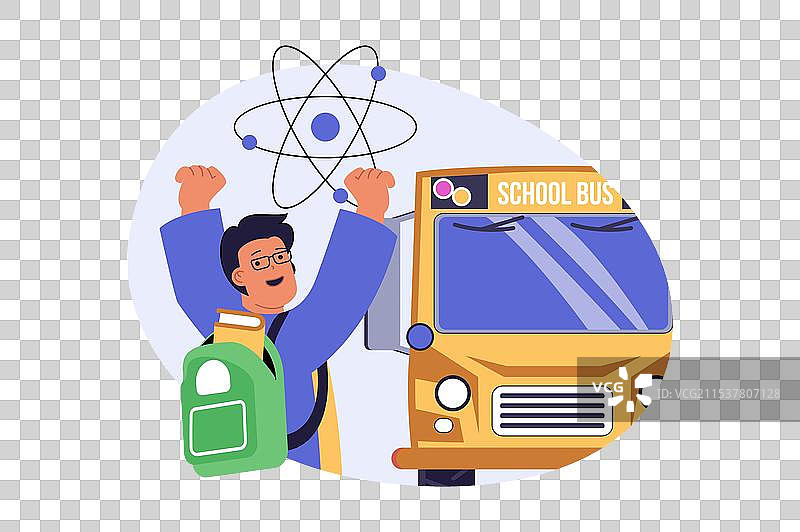 现代扁平设计中的学校学习概念图片素材