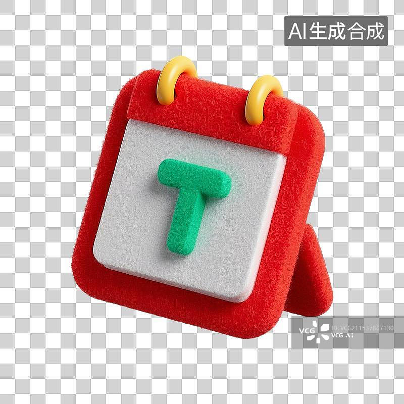 【AI数字艺术】3D毛毡日历图标图片素材