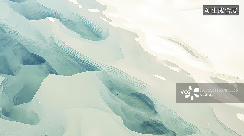 【AI数字艺术】抽象海滩白沙海水插画海报背景图片素材