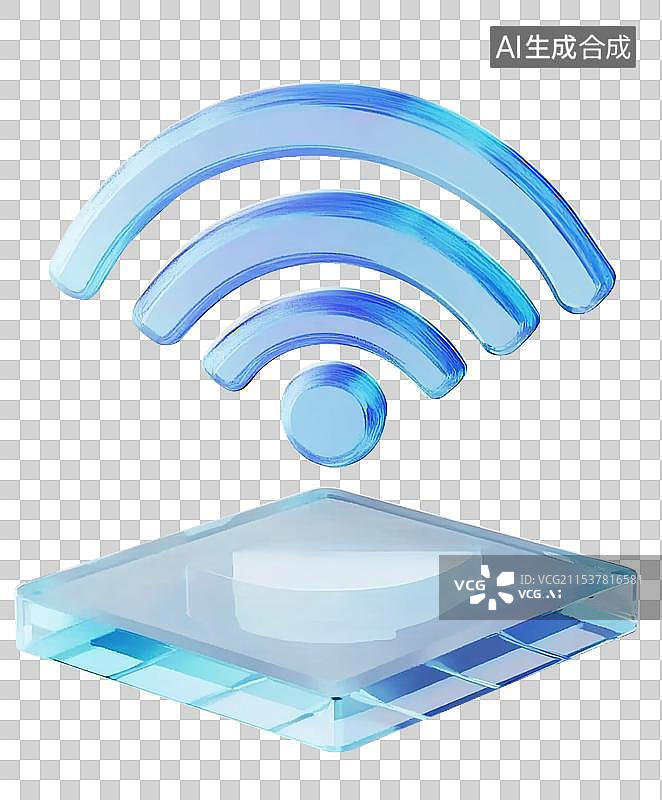 【AI数字艺术】3D透明质感Wifi无线上网图标元素图片素材