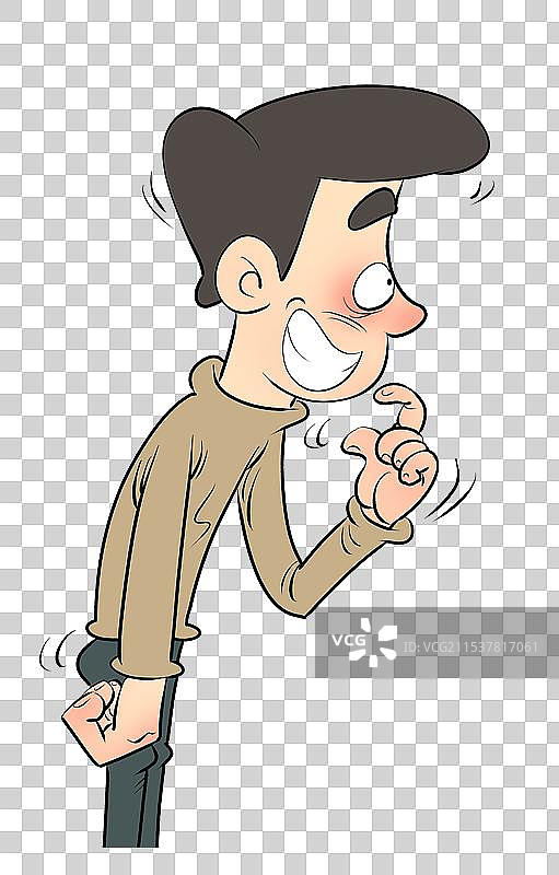 站立看的开心男子卡通人物元素图片素材