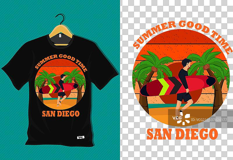 圣地亚哥夏季美好时光T恤设计图片素材