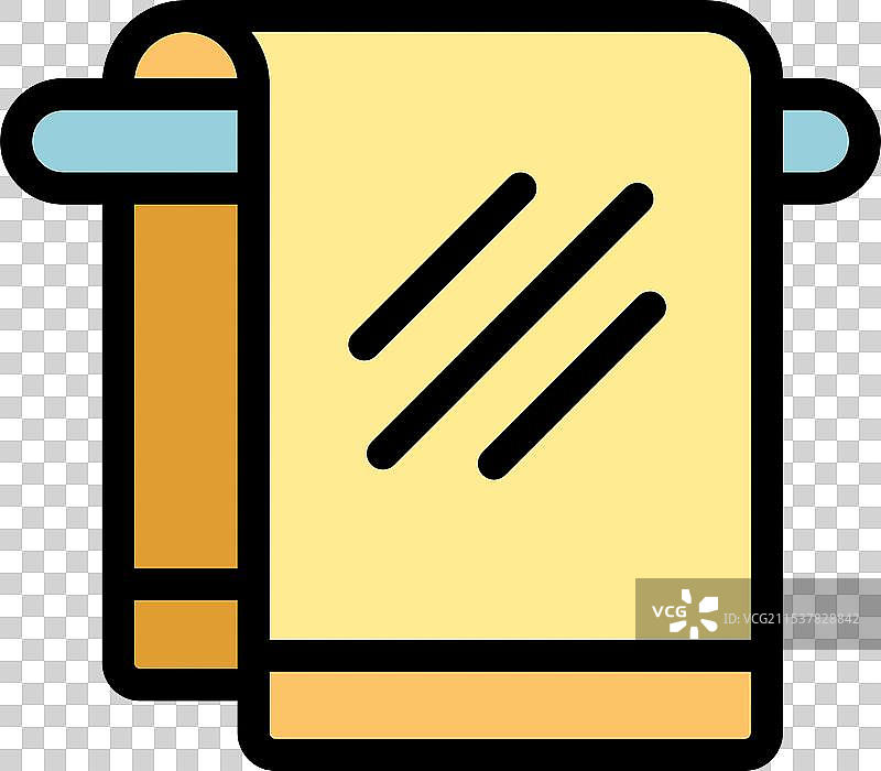 挂在毛巾架上的黄色毛巾填充轮廓图片素材