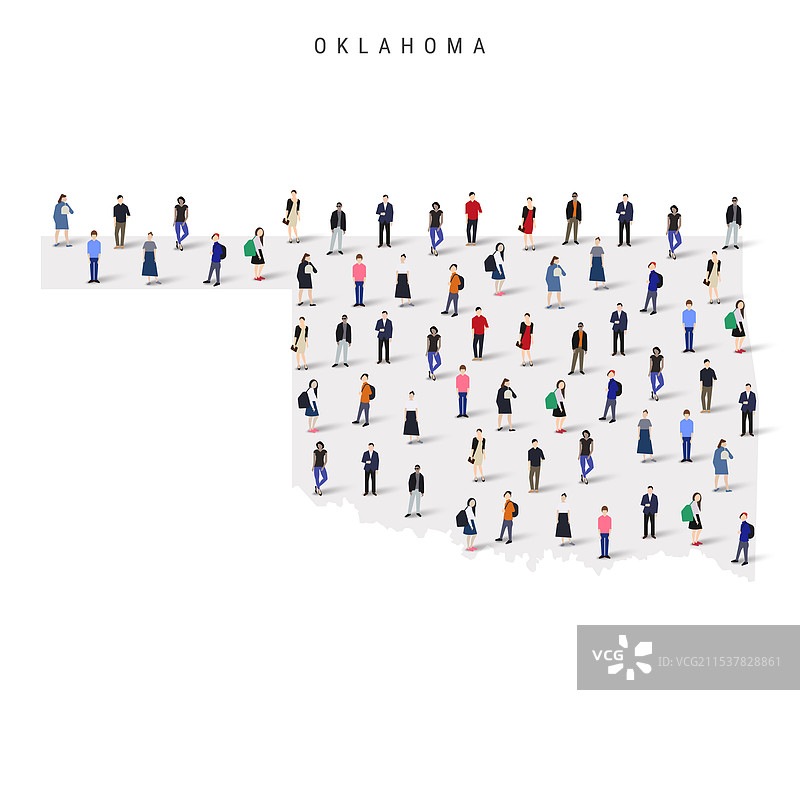 美国俄克拉荷马州人口地图，大量人群图片素材