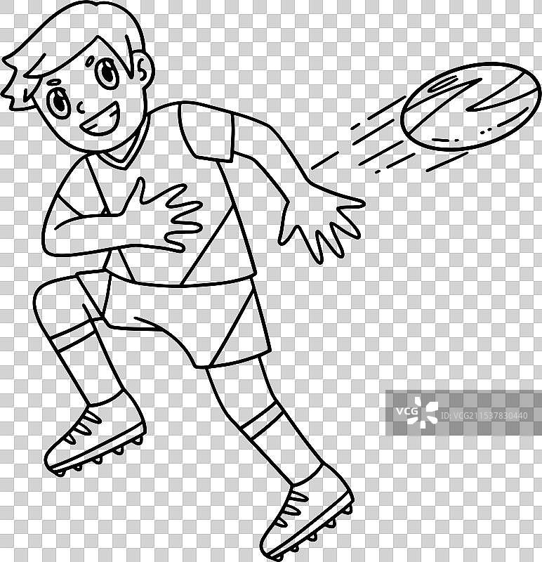 橄榄球运动员向后传球，孤立状态图片素材