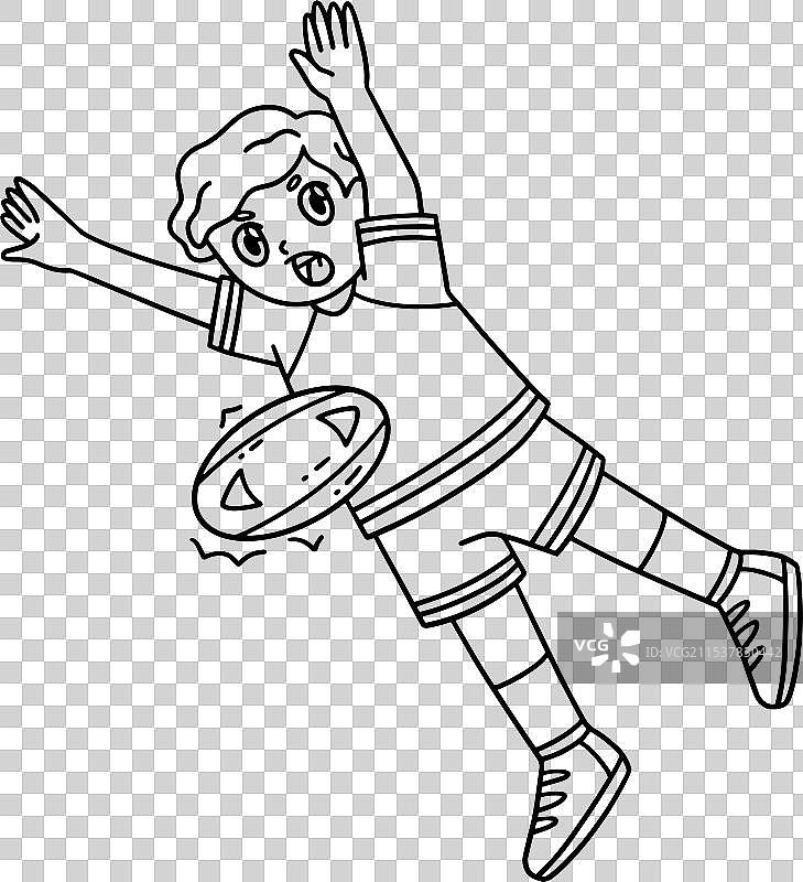 橄榄球运动员孤身冲向球。图片素材