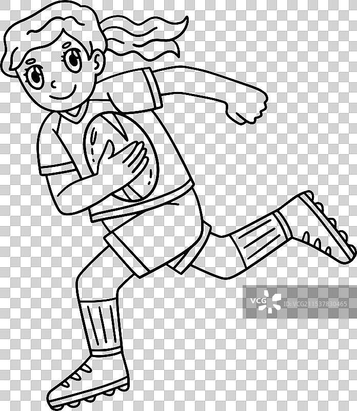 女子橄榄球运动员独自奔跑持球图片素材